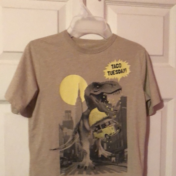 Children’s Place Tan Tyrannosaurus Rex T-Rex Taco T-Shirt Boys Medium M 7/8 - Picture 5 of 12